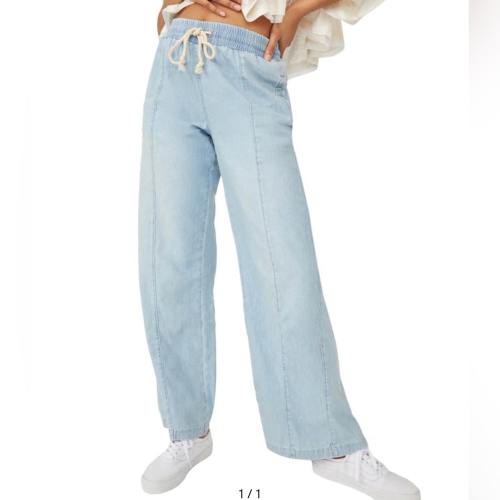 Free People Denim Track Pants size XS